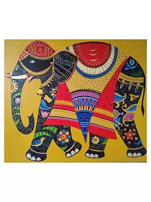 Beautiful Artwork Of Elephant | Acrylic On Canvas | By Bhaskar Lahiri