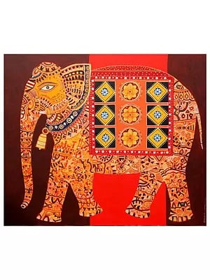 Golden Elephant | Acrylic On Canvas | By Bhaskar Lahiri