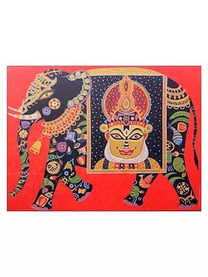 Kathakali Art On Elephant | Acrylic On Canvas | By Bhaskar Lahiri
