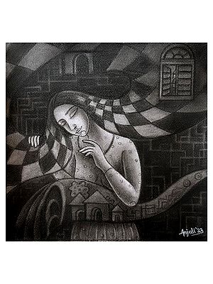 Lost In Thought | Charcoal On Acid Free Paper | By Anjali Surana