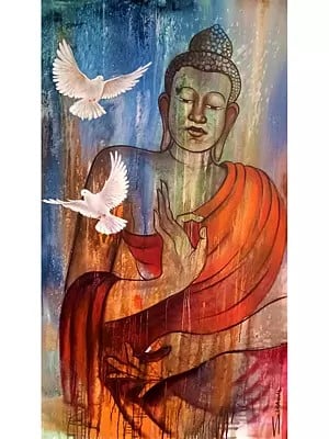 Peace Loving Buddha With Nature | Acrylic On Canvas | By Sidharth Royal