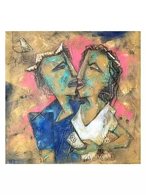 The Kiss | Mixed Media On Canvas | By Dhananjoy Das
