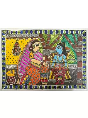 Krishna Leela - Moksha Of Nalakuvara And Manigreeva | Acrylic On Paper | By Roopa