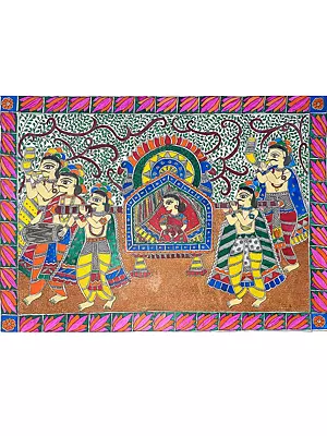 Doli Kahar- The Indian Bride Taken On A Palaquin | Acrylic On Paper | By Roopa