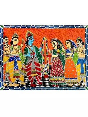 Ram-Sita Swayamvar  | Acrylic On Paper | By Roopa