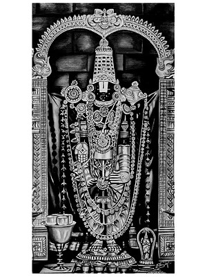 Tirupati Balaji | Charcoal And Graphite On Paper | By Paras Pringal
