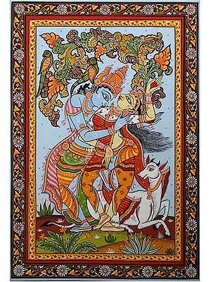 Dancing Radha Krishna | Pattachitra Painting from Odisha
