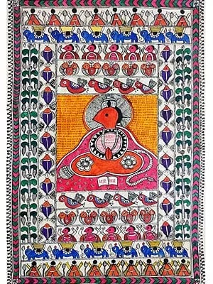 Lord Hanuman Godna Art | Acrylic On Handmade Sheet | By Neelam Singh