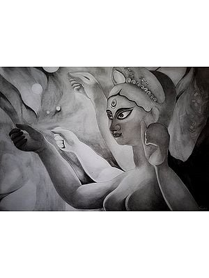 Attractive Goddess Durga | Graphite On Paper | By Sajan Dhal