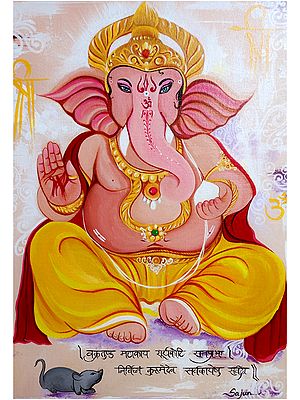 Lord Ganapati With Modak | Acrylic On Canvas | By Sajan Dhal