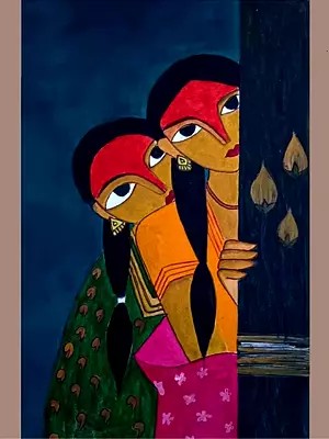 Girls Behind The Door | Acrylic On Canvas | By Meenakshi
