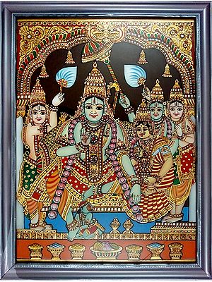 The Coronation of Lord Rama (Ramapattabhishekam) | Tanjore Painting with Frame | By Ramesh