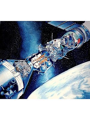 Apollo - Soyuz Space Mission | Poster Color On Paper | By Bhavani