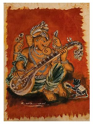 Ganesha Batik - Playing Sitar | Natural Dyes On Cotton Cloth | By Shagun Sengar Shaha