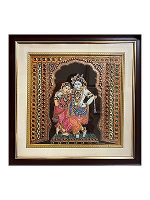Standing Krishna With Rukmini - With Frame | Poster And Watercolor | By Shagun Sengar Shaha
