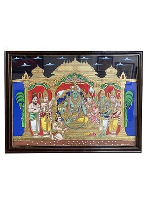 Rama Pattabhishekam | Mysore Painting With Frame | Watercolor And 22 Carat Gold Leaf