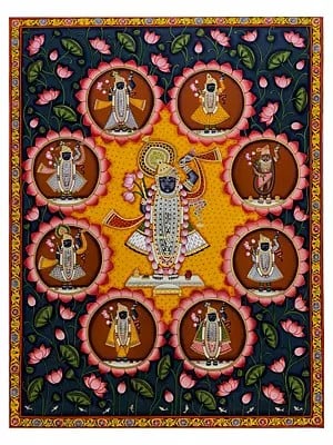 Kamal Talai Shrinathji | Natural Color On Cloth | By Dheeraj Munot