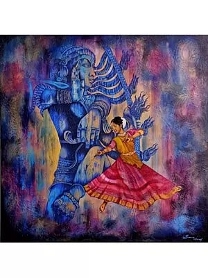 Dedication - Dance Of Devotee | Acrylic On Stretched Canvas | By Survo P Basu