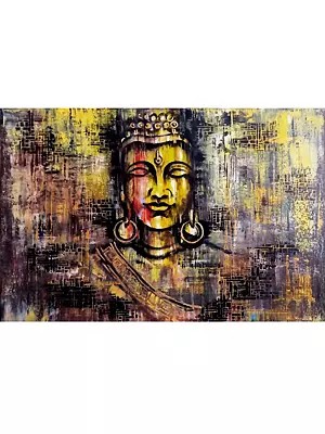 Abstract Face Of Lord Buddha | Oil On Stretched Canvas | By Survo P Basu