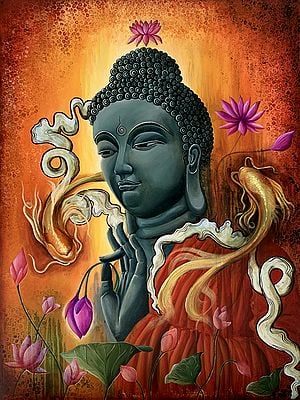 Karana Mudra Buddha | Oil and Acrylic on Canvas | By Priyanka