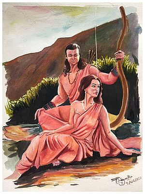 Lord Rama With Goddess Sita | Poster Color On Paper | By Priyanka