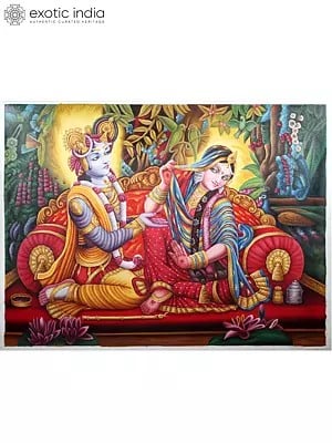 The Divine Pair of Radha-Krishna | Oil Painting on Canvas