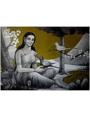 Sparsh - Relation Of Nature | Charcoal And Acrylic On Paper | By Suneel Kumar Singh