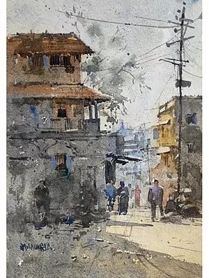 Old Memory In Street | Watercolor On Paper | By Ravindra Mahale