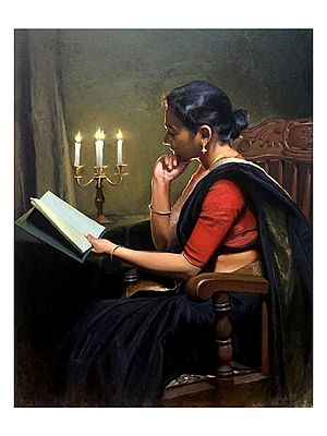 A Lady Reading The Book | Oil On Canvas | By Mahesh Soundatte