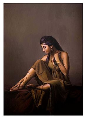 Relaxed Seated Woman | Oil On Canvas | By Mahesh Soundatte