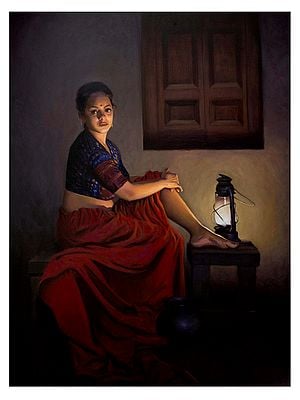 Light Of Lantern | Oil On Canvas | By Mahesh Soundatte
