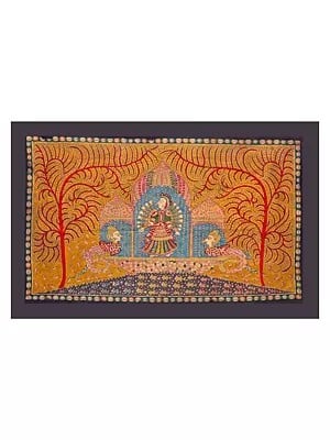 Goddess Visat with tree of life | Mata Ni Pachedi | Natural Color On Cloth | By Dilip Chitara