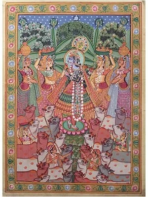 Krishna with Gopis | Pichhwai Art