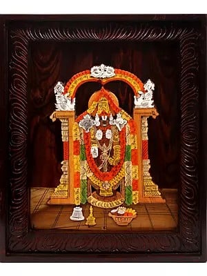 18" Tirupati Balaji (Venkateshvara) | 3D Panel in Rosewood with Inlay Work