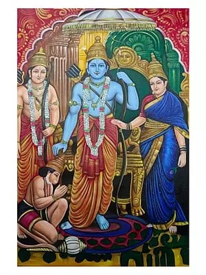Hanuman Gratitude In The Feet Of Ram |Acrylic Color On Canvas | By Jagriti