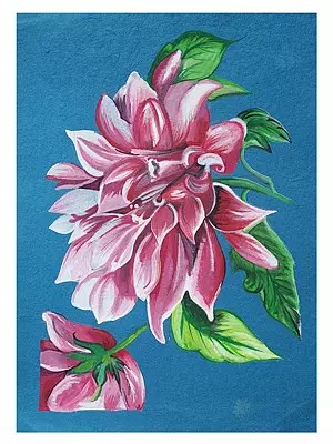 Floral Painting | Blue Color Handmade Paper | By Aditi Junnare