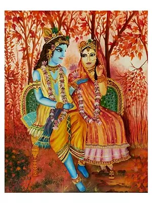 The Heavenly Meet - Radha And Krishna | Oil On Canvas | By Anshika Agrawal