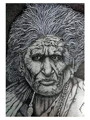 An Old Age - Dotted Art | Pen On Paper | By Anshika Agrawal