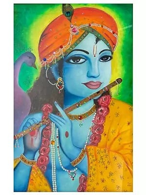 Lord Krishna - With Flute | Oil On Canvas | By Anshika Agrawal