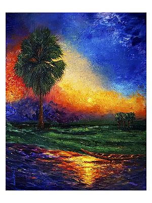 Beautiful Sunset By The Lake | Acrylic On Canvas | By Anindita Dey