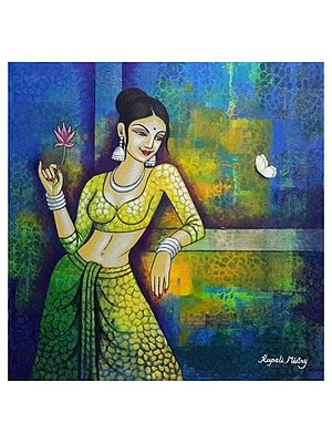 Butterfly With Beautiful Lady | Acrylic On Canvas | By Rupali Mistry