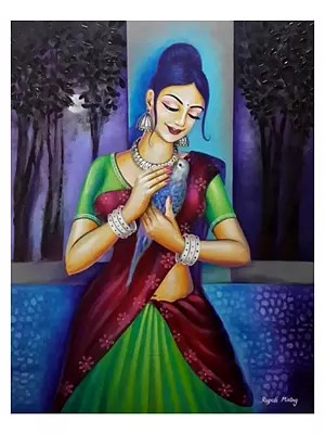 Bird Lover Lady | Acrylic On Canvas | By Rupali Mistry