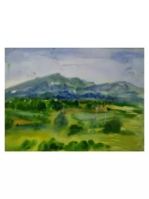 Blue Sky And Montane Forests | Watercolor On Paper | By Mukal