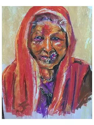Village Indian Woman | Soft Pastels On Paper | By Mukal