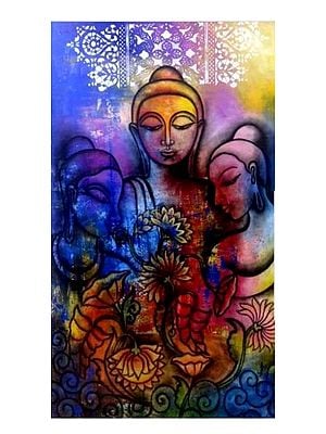 Antahpramod - Budda And Devotees | Mixed Media On Canvas | By Mohit Bhardwaj
