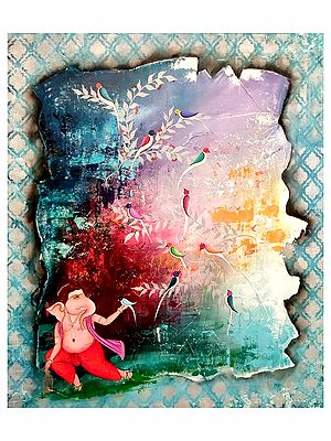 Freedom From The Cage - Ganesha | Mixed Media On Canvas | By Mohit Bhardwaj