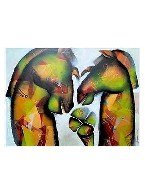 Horse Looking Each Other | Acrylic On Canvas | By Samir Chanda