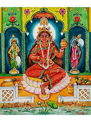 Goddess Laxmi Mata | Watercolor On Paper | By Yubraj