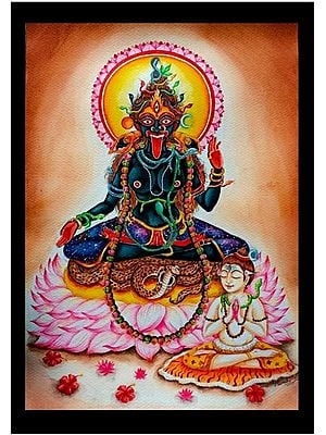 Guhya Kali Mata | Watercolor On Paper | By Yubraj
