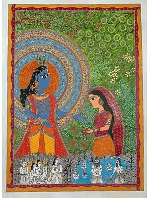 The Akshaypatra - Lord Krishna | Acrylic On Handmade Paper | By Shruti Subramani
